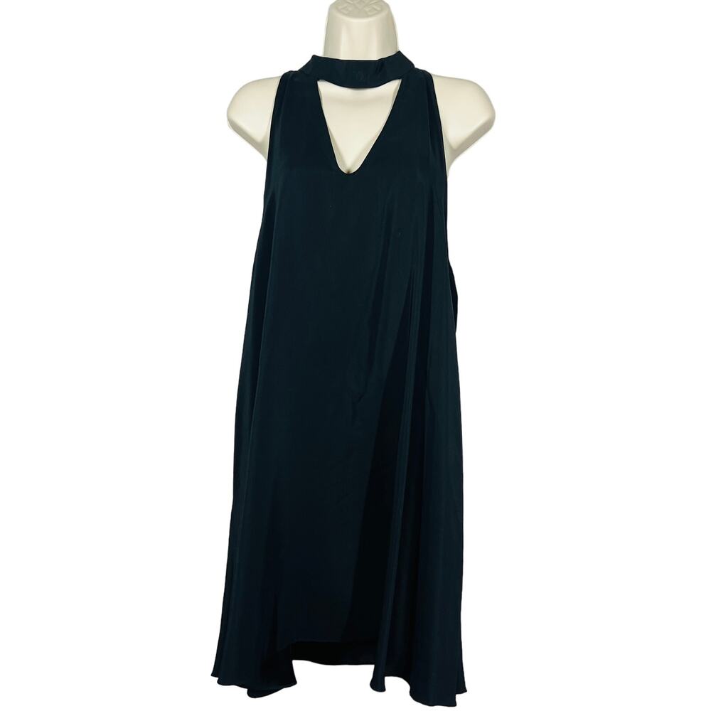 Amanda Uprichard Silk Halter Dress A Line Black LBD Sleeveless Mini - L